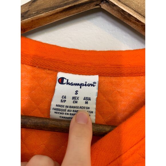 Champion Clemson Tigers Quilted Orange Crewneck Long Sleeve Shirt Womens Sz S - Picture 6 of 11